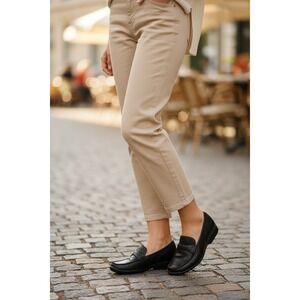 Strictly Comfort Womens Black Leather Penny Loafers Wedge Heel Size 8.5 M